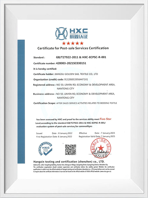 Certifikat for certificering af serviceydelser efter salg